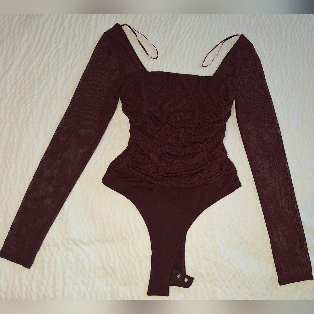 Large Burgundy Long Sleeve Bodysuit